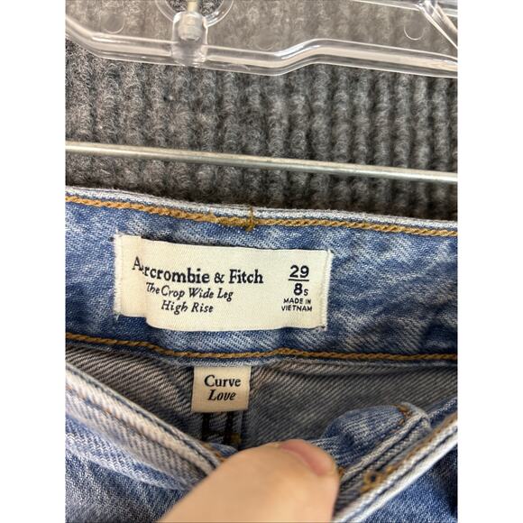 Abercrombie & Fitch Womens The Crop Wide Leg High Rise Jeans Size 29 Blue Light - Picture 7 of 10